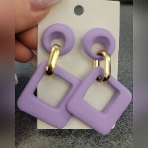 Purple and Gold Geometric Earrings